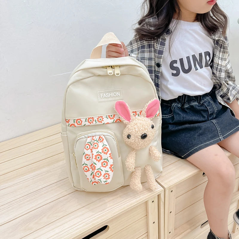 Rabbit Cartoon Backpacks Girls' School Bag Retro Mini Solid Small Backpacks