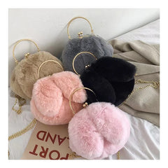 Faux Fur Rabbit Ear Crossbody Bag with Chain