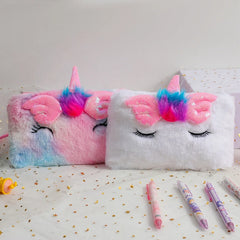 Rainbow Handbags Winter Plush Shoulder Purse for Women Girls