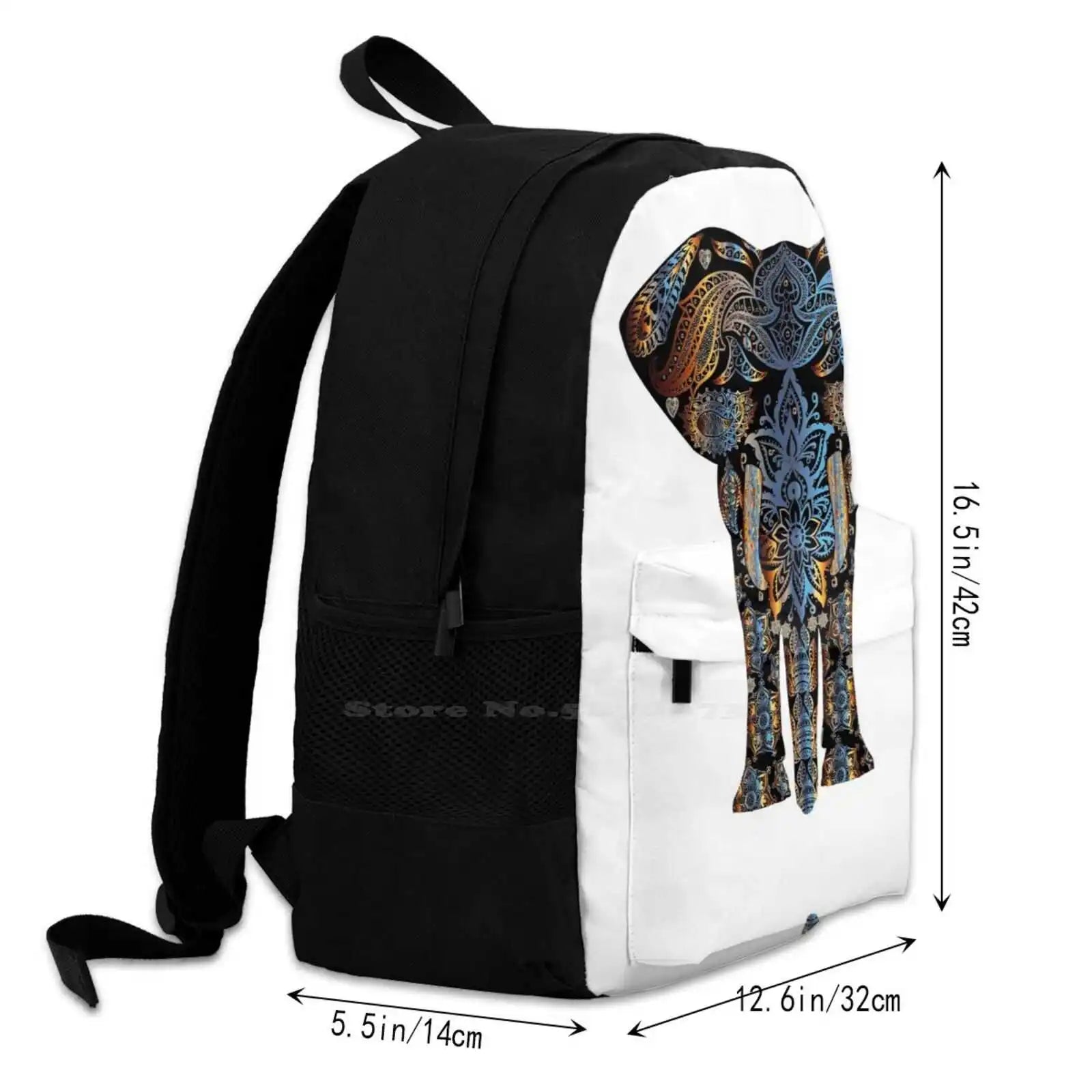 Rainbow Elephant Indian Multicolor Backpack Laptop Travel Bags