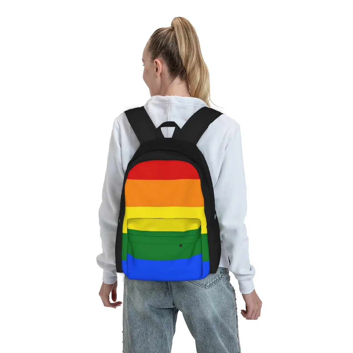 Rainbow Flag Backpack Men's Women's Zipper Bag Feminina