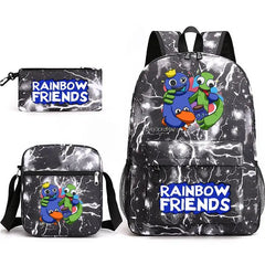 Rainbow Backpack Boys Girls 3 Pcs Set School Bags Teenager Book Rusksack