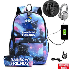 Rainbow Backpack USB Charge School Bag For Teens Cartoon Women Men Backpack