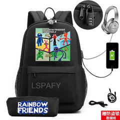 Rainbow Backpack USB Charge School Bag For Teens Cartoon Women Men Backpack