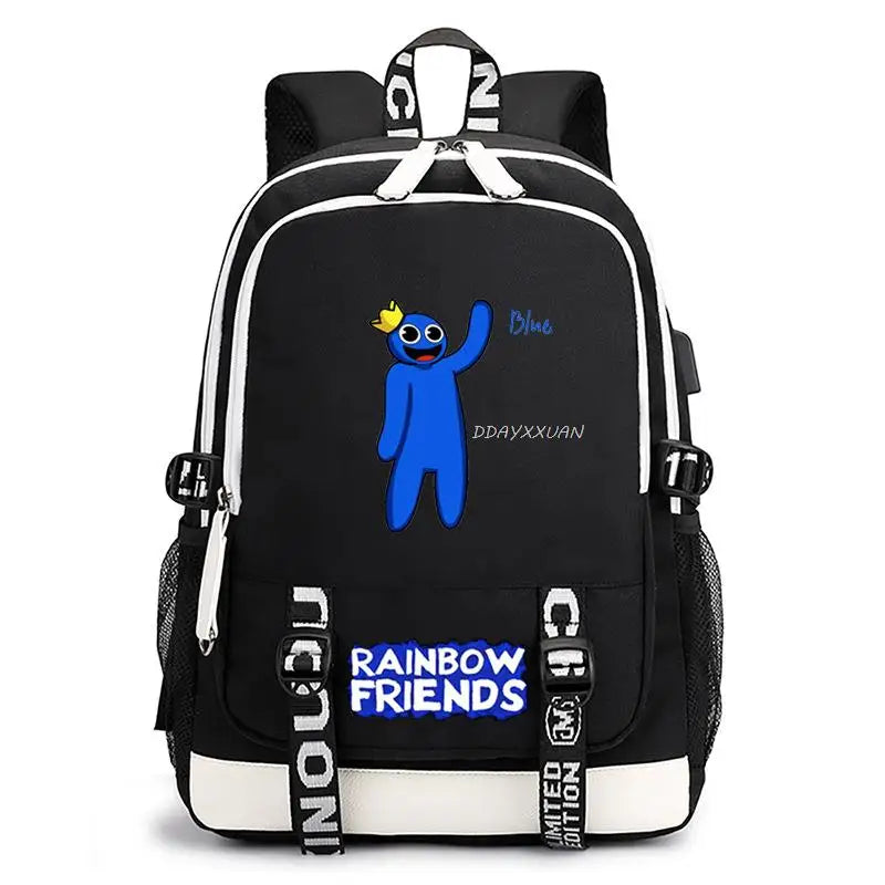 Rainbow Printed Students School Backpack with USB Charging