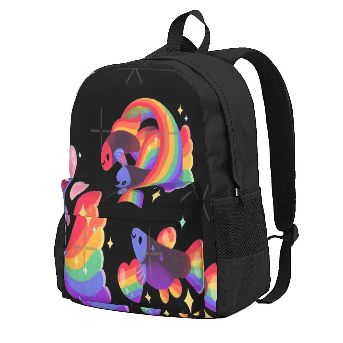 Rainbow Guppy 5 Backpacks Men's Backpacks Bags For Women Plain Bags For Girls
