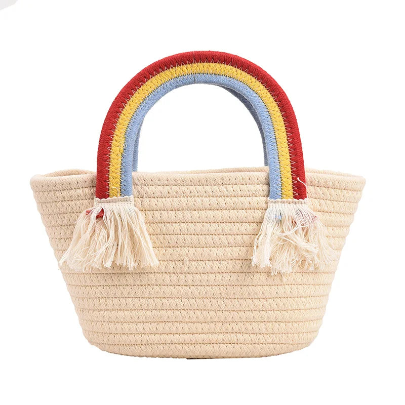 Rainbow Handle Small Top Handle Totes Female Handbags Women Shopper Shoulder Bag