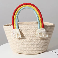 Rainbow Cotton Summer Women's Handbag Bohemian Vacation Beach Bag