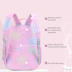 Rainbow Girl Backpack Large Capacity Schoolbag Princess Book Bags