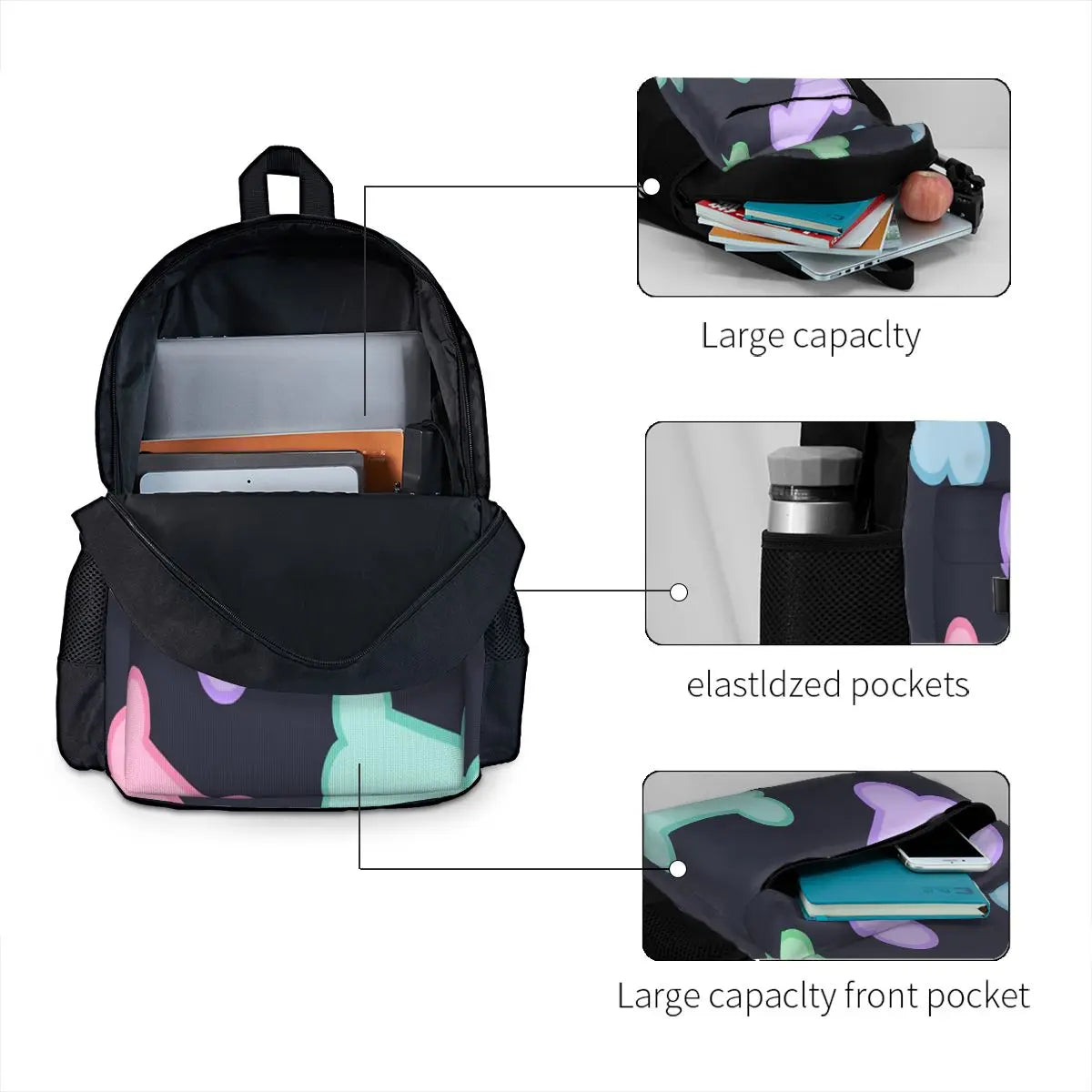 Rainbow Pastel Dog Bone Pattern Backpacks Men's Backpacks Bags For Women