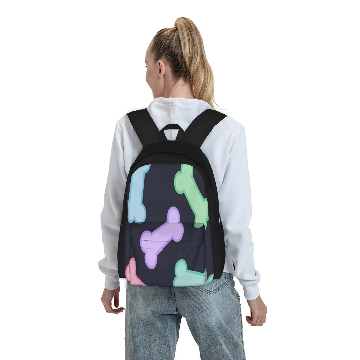 Rainbow Pastel Dog Bone Pattern Backpacks Men's Backpacks Bags For Women