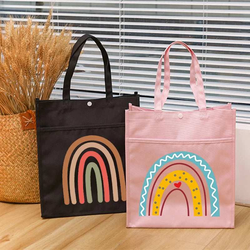 Rainbow Print Kids Tuition Bag Waterproof School Bags Boys Girls Large Capacity