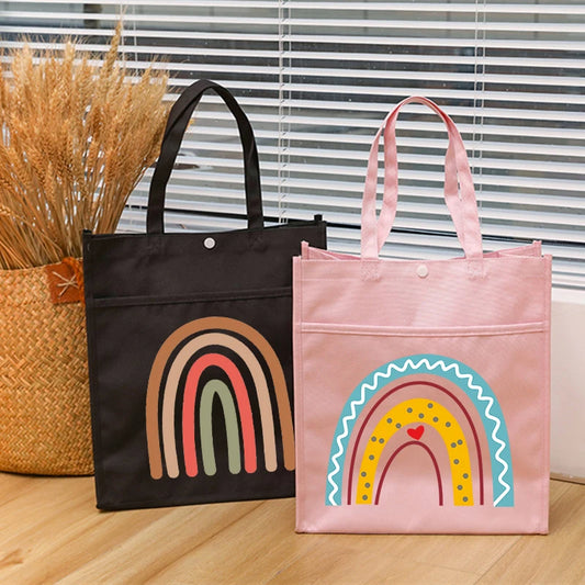Rainbow Print Kids Tuition Bag Waterproof School Bags Boys Girls Large Capacity
