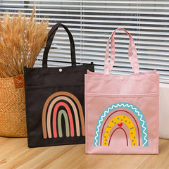 Rainbow Print Kids Tuition Bag Waterproof School Bags Boys Girls Large Capacity