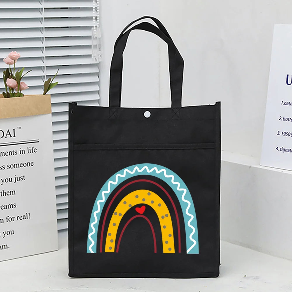 Rainbow Print Kids Tuition Bag Waterproof School Bags Boys Girls Large Capacity