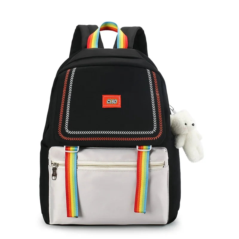 Rainbow Ribbon Summer Nylon Women Backpack College Style Travel Rucksack
