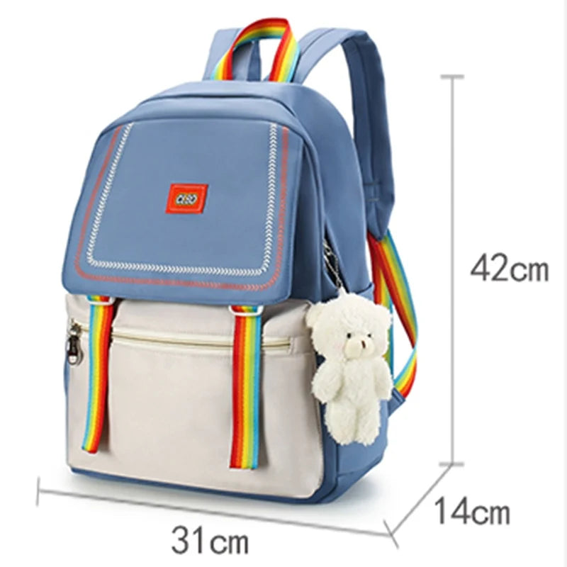 Rainbow Ribbon Summer Nylon Women Backpack College Style Travel Rucksack