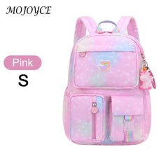 Rainbow School College Backpack Kids Girl Daypack Waterproof Cartoon Starry Sky