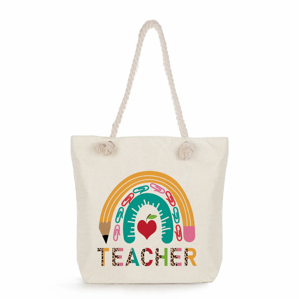 Rainbow Teacher Handbags Foldable Shopping Bags Large Travel Tote Gift