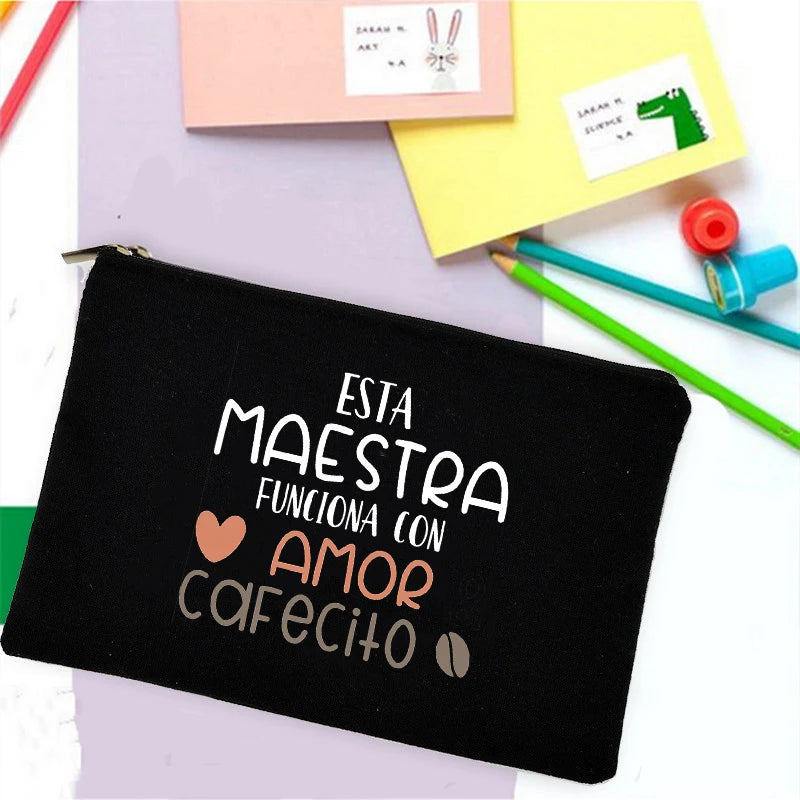 Rainbow Teacher Spanish Printed Pencil Case