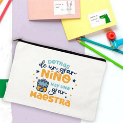 Rainbow Teacher Spanish Printed Pencil Case