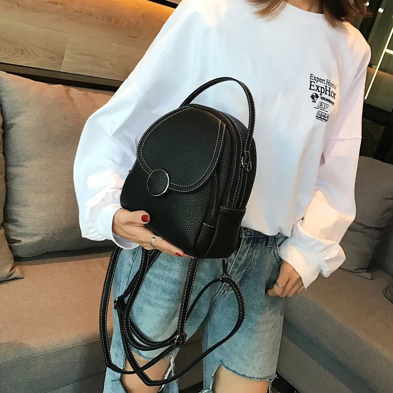 Women's Mini Pu Leather Shoulder Bags Backpack Brown Green