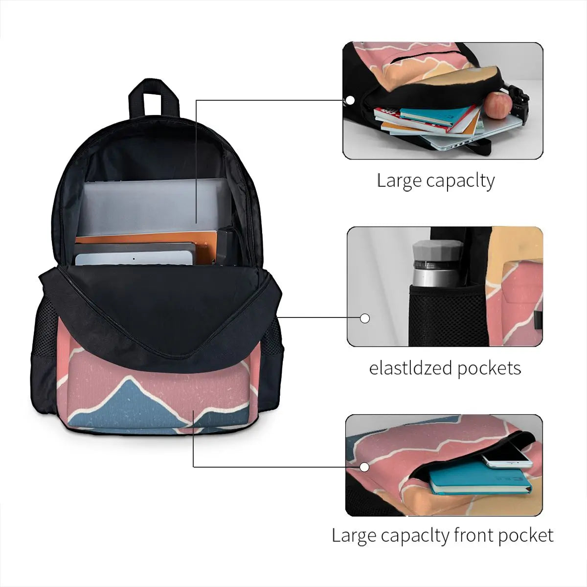 School Backpack Men Women Zipper Close
