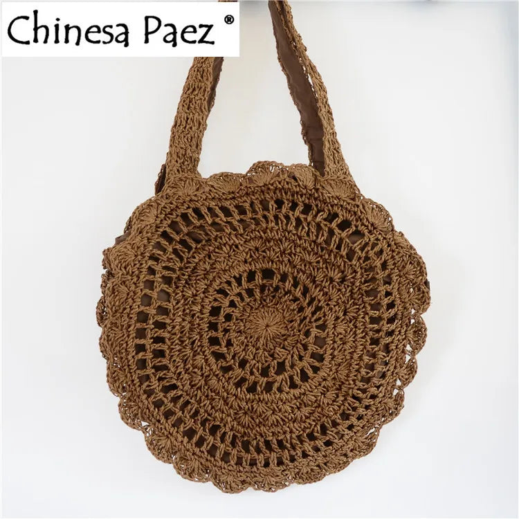 Rattan Tote Bag Sun Flower Lady Shoulder Bag