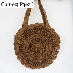 Rattan Tote Bag Sun Flower Lady Shoulder Bag
