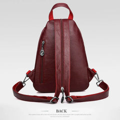 Double Zippered Women Small Backpack PU Leather Travel Back Pack Mini School