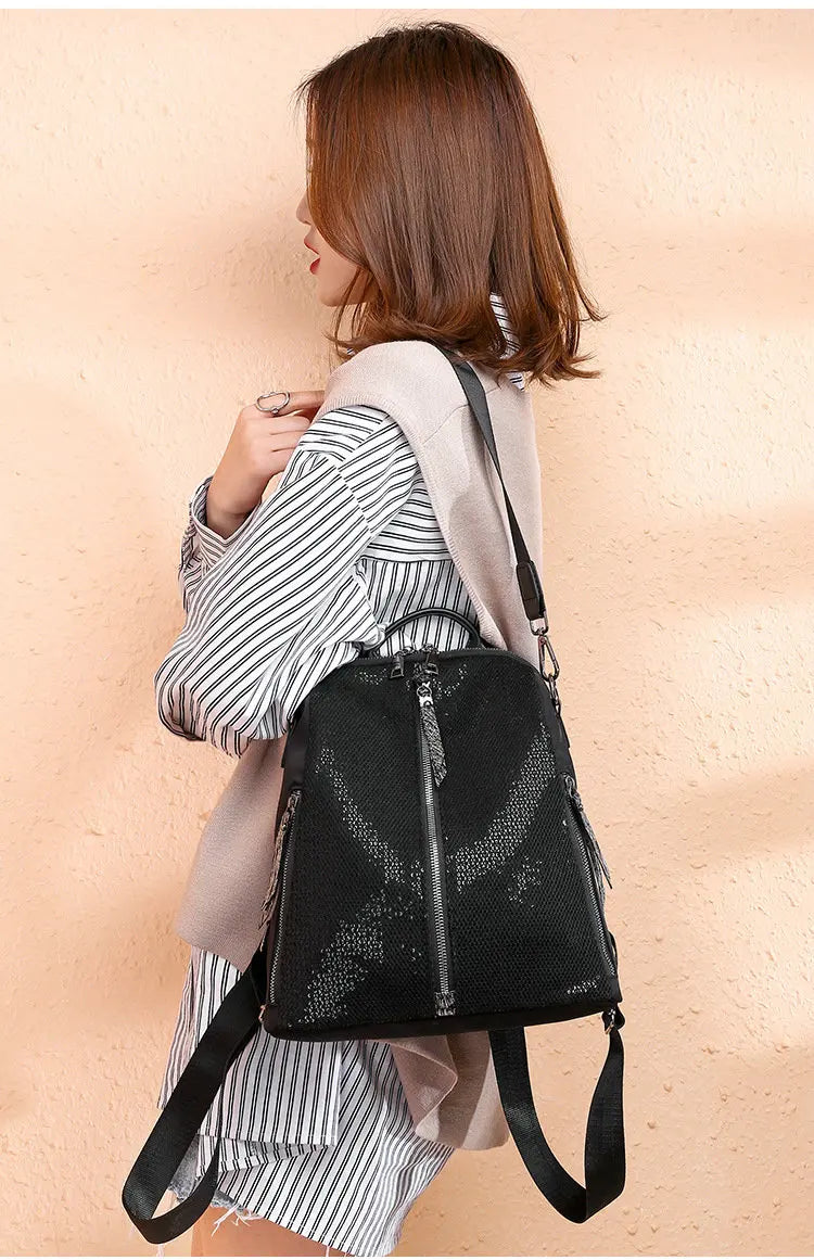 Sequins Backpack Girls Bling Rucksack Students Glitter School Bag