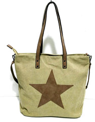 Big Star Printed Canvas Tote Handbag - High Women's Vintage Travel Shoulder Bag