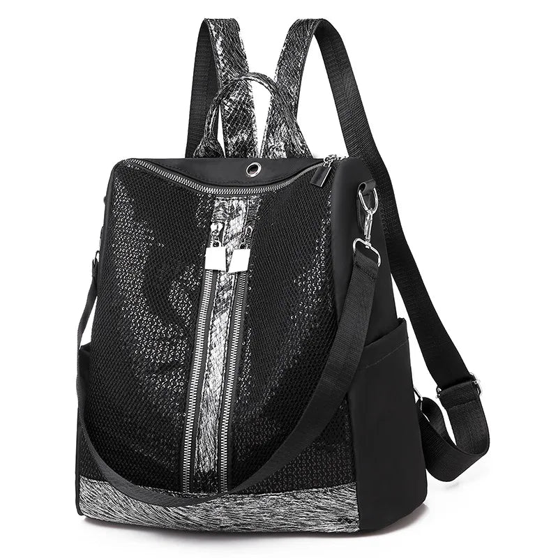 Shining Sequin Backpack Girls Multifunction Travel Bag Bling Mesh Rucksack