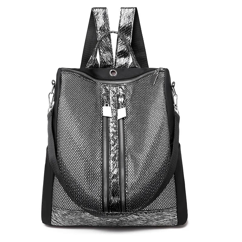 Shining Sequin Backpack Girls Multifunction Travel Bag Bling Mesh Rucksack