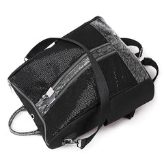 Shining Sequin Backpack Girls Multifunction Travel Bag Bling Mesh Rucksack