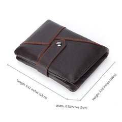 Real Cow Leather Men Wallets Vintage Slim Thin Trifold Wallet Money Bag Small Ma