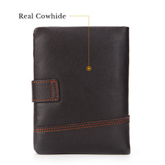 Real Cow Leather Men Wallets Vintage Slim Thin Trifold Wallet Money Bag Small Ma