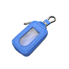 Genuine Leather Zipper Key Holder Case with Transparent Window
