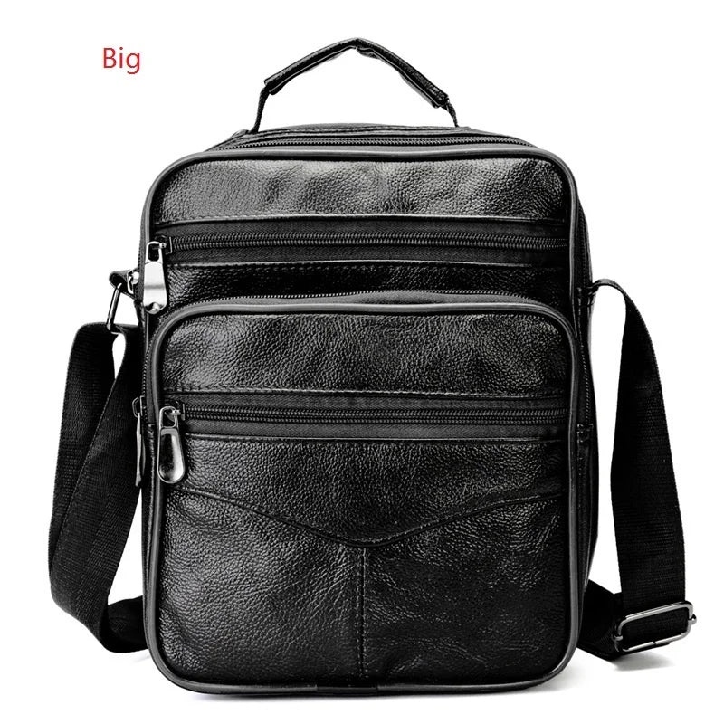 Cowhide Leather Messenger Bag Men Small Casual Shoulder Crossbody