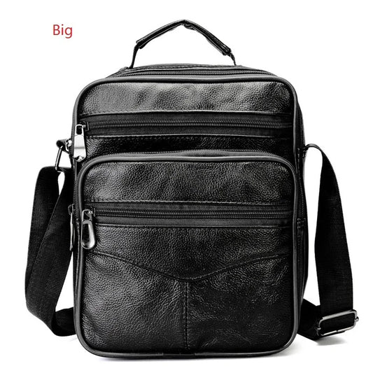 Cowhide Leather Messenger Bag Men Small Casual Shoulder Crossbody