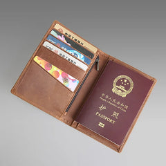 Genuine Leather Passport Cover Wallet Holder