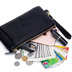 Soft Leather Thin Women Clutch Handbag Long Zip Wallet Pouch