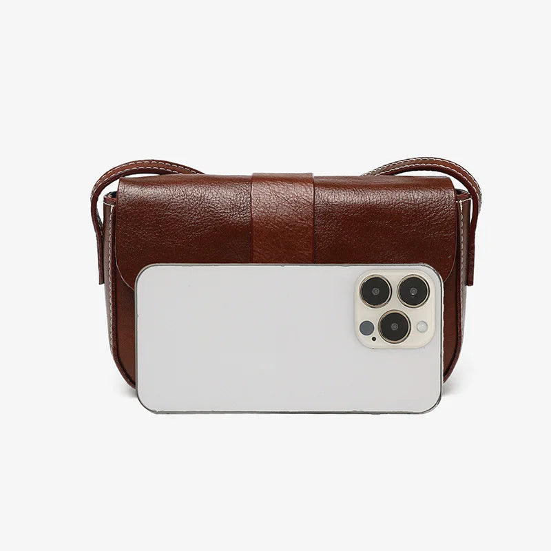 Real Leather Small Bag Women's Wild Mobile Phone Bag Leather Texture