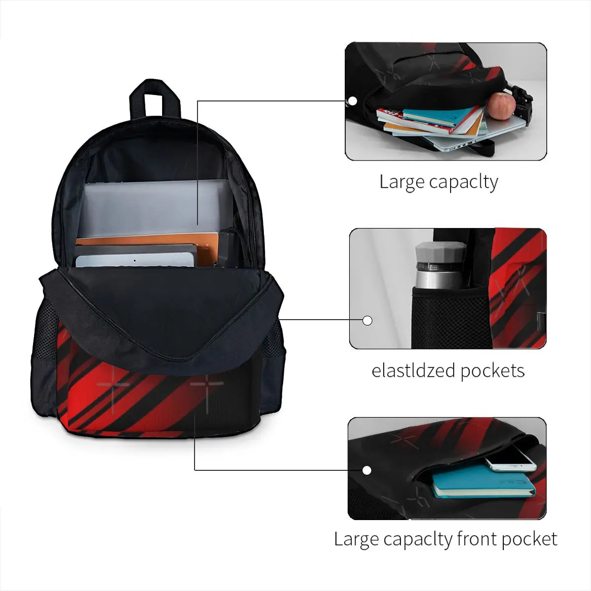 Red And Stripes Minimal Backpacks Men's Backpacks Bags For Women