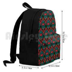 Red Beardies Outdoor Hiking Backpack Waterproof Camping Travel Baroque Flowers