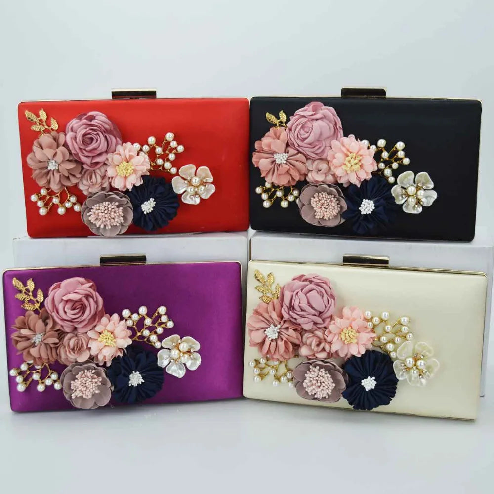 Red Pink Purple Flower Evening Bags Clutches