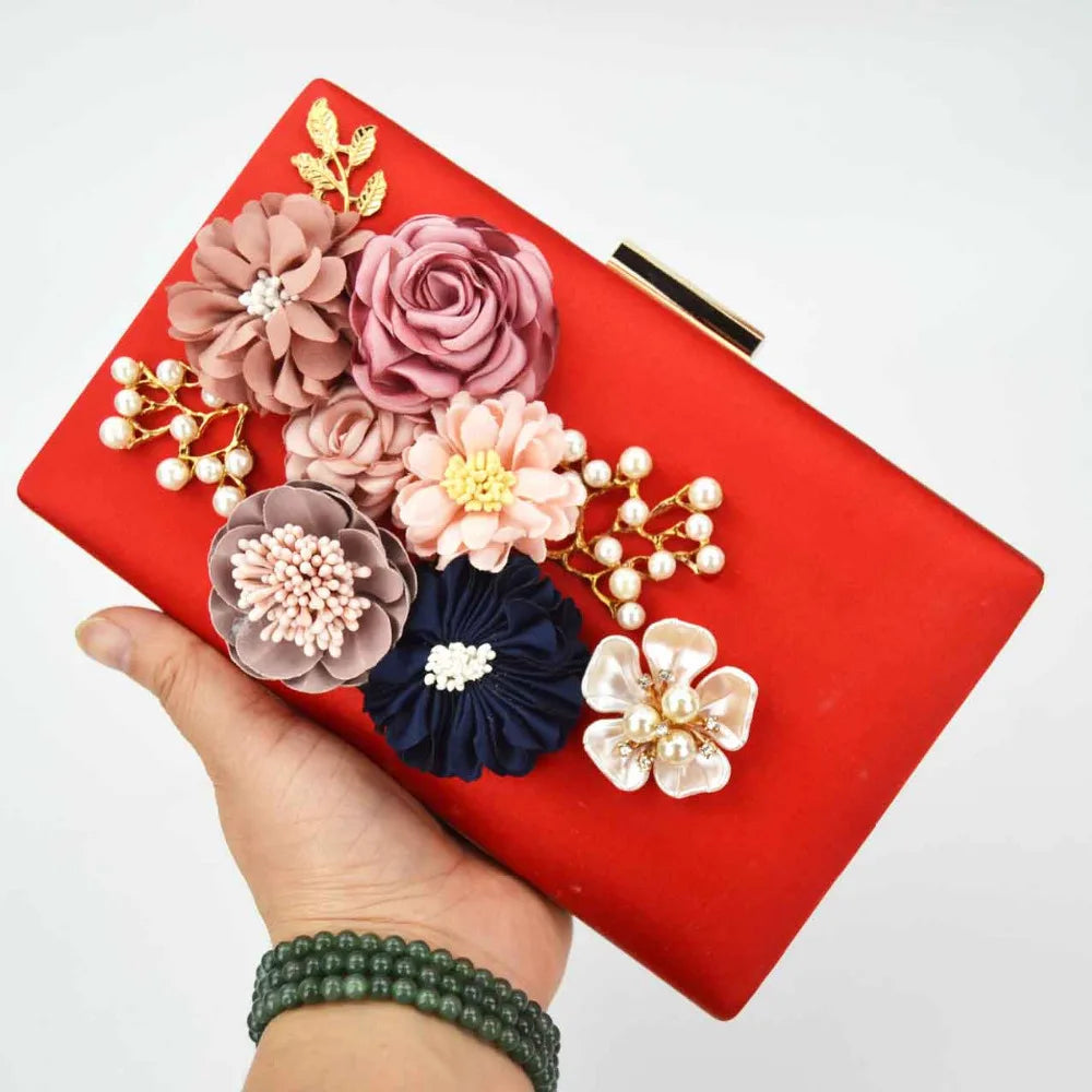 Red Pink Purple Flower Evening Bags Clutches