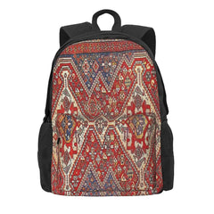Qashqai Rug Print Backpacks - Red & Persian