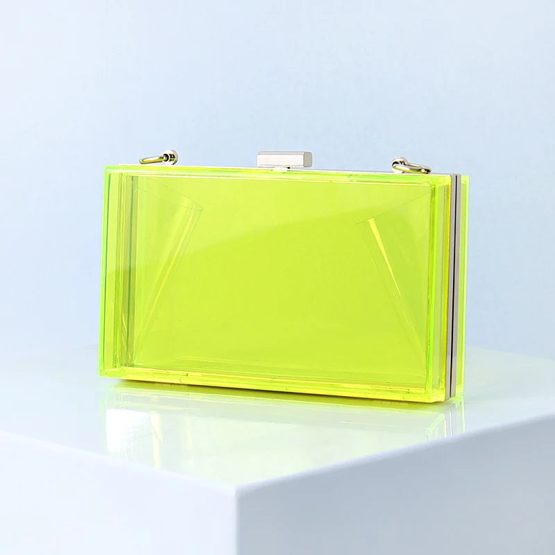 Clear Jelly Clutch Bag Transparent Crossbody Purse High Acrylic Candy Red