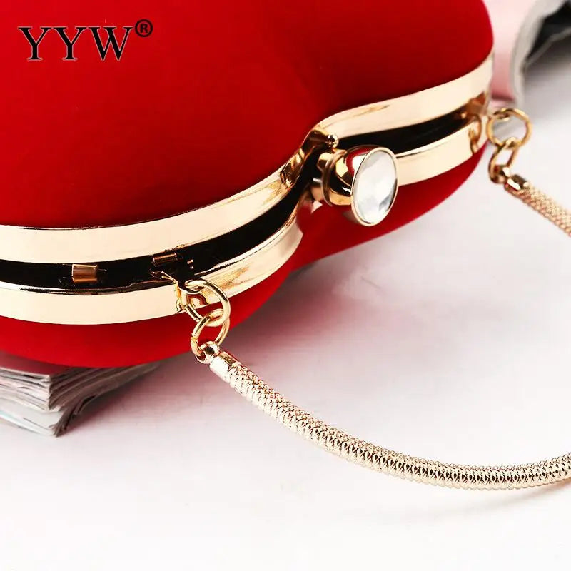 Red Heart Party Wedding Bag Evening Clutch Chain Shoulder
